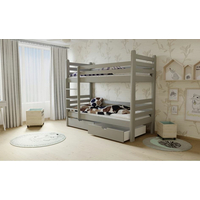 Detská poschodová posteľ z MASÍVU 200x80cm bez šuplíku - M07 šedá