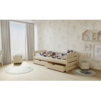 Detská posteľ z masívu 200x80cm so zásuvkou - bezfarebný lak