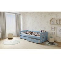 Detská posteľ z masívu 200x80cm so zásuvkou - modrá
