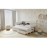 Detská posteľ s výsuvnou prístelkou z MASÍVU 200x90cm bez šuplíku - M06 biela