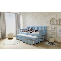 Detská posteľ s výsuvnou prístelkou z MASÍVU 200x90cm so zásuvkou - M06 modrá