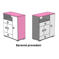 Komoda - PINK TYP D - farebné prevedenie