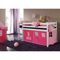 Detská vyvýšená posteľ DOMČEK ružový - BIELA