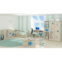 Detská izba s výrezom ŽIRAFA - modrá - Dub sonoma