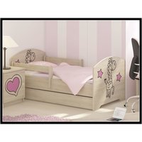Detská posteľ s výrezom ŽIRAFA - ružová 160x80 cm