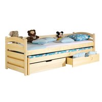 Detská posteľ s výsuvnou prístelkou z MASÍVU 190x80cm so zásuvkou - TOM
