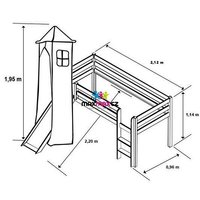Rozmery vyvýšené postele so šmýkačkou