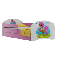 Detská posteľ so zásuvkami PONÍK s ružovou hrivou 200x90 cm