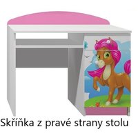 Písací stôl PONÍK s ružovou hrivou - TYP A