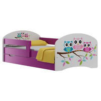 Detská posteľ so zásuvkami FAREBNÁ SOVY 140x70 cm