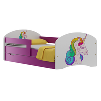 Detská posteľ so zásuvkami FAREBNÝ Jednorožec 180x90 cm