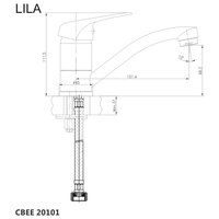 Drezová stojánková batéria, Lila, s ramienkom plochým 170 mm, chróm