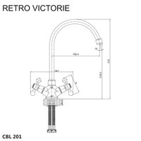 Drezová stojánková batéria, Retro Viktórie, výška batérie 315 mm, chróm