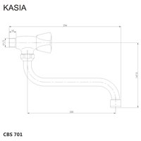 Umývadlový kohútik nástenný, Kasia, s ramienkom otočným ø 18 mm - 200 mm, chróm