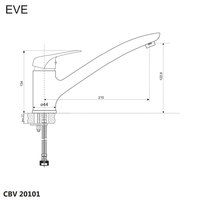 Drezová stojánková batéria, Eve, s plochým ramienkom 210 mm, chróm