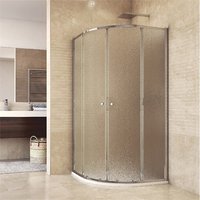 Sprchový set: kút štvrťkruh, 90x90x185 cm, R550, chróm ALU, sklo Chinchilla, SMC vanička nízka