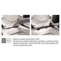 Samozatváracie WC sedátko, hranaté, duroplast, biele, s odnímateľnými pánty CLICK