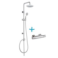 Sprchový set: termostatická batéria + spŕch. súpr. tanierová sprcha guľatá 200mm a ručná sprcha