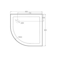 Sprchový set: kút štvrťkruh, 90x90x185 cm, R550, chróm ALU, sklo Chinchilla, SMC vanička nízka