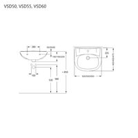 Umývadlo s otvorom pre batériu 60 cm