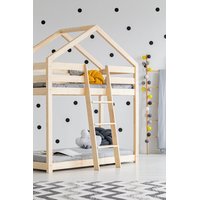 Detská posteľ z masívu Poschodová DOMČEK - TYP A 140x70 cm