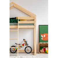 Detská vyvýšená posteľ z masívu DOMČEK - TYP A 140x70 cm
