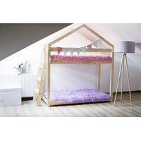 Detská posteľ z masívu Poschodová DOMČEK - TYP B 140x70 cm