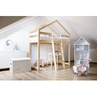 Detská vyvýšená posteľ z masívu DOMČEK - TYP A 160x70 cm