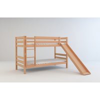 Detská poschodová posteľ so šmýkačkou z MASÍVU BUK - MARK 200x90cm - prírodná