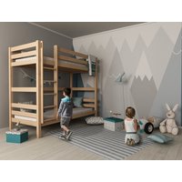 Detská poschodová posteľ z MASÍVU BUK - DANIEL 200x90cm - prírodná