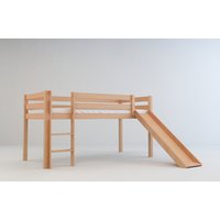 Detská vyvýšená posteľ so šmýkačkou z MASÍVU BUK - TIM 200x90cm - prírodná
