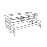 Detská posteľ s výsuvnou prístelkou z MASÍVU 200x90cm SO ZÁSUVKAMI - DPV007