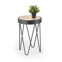 Konferenčný stolík NATURAL - čierny / sklenený s drevom zo smrekovca