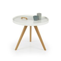 Konferenčný stolík LUKE - bukové drevo / biely