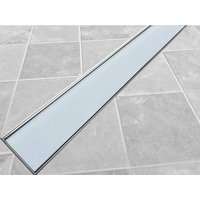 Odtokový sprchovací žľab WHITE GLASS, sklenený kryt