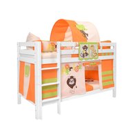 Detská poschodová posteľ s domčekom AFRIKA oranžová - MARK 200x90cm - biela