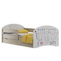 Detská posteľ so zásuvkami TRI mačička 140x70 cm