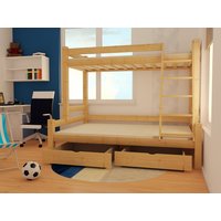 Detská poschodová posteľ s rozšíreným spodným lôžkom z MASÍVU 200x90 cm bez šuplíka PAVLÍNA