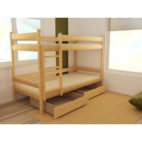 Detská poschodová posteľ z MASÍVU 200x90cm so zásuvkami - PP002