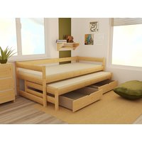 Detská posteľ s výsuvnou prístelkou z MASÍVU 200x90cm so zásuvkou - DPV003