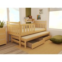 Detská posteľ s výsuvnou prístelkou z MASÍVU 180x80cm so zásuvkou - DPV004