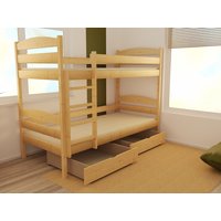 Detská poschodová posteľ z MASÍVU 180x80cm so zásuvkami - PP004
