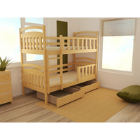 Detská poschodová posteľ z MASÍVU 180x80cm so zásuvkami - PP005