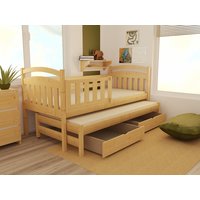 Detská posteľ s výsuvnou prístelkou z MASÍVU 200x90cm so zásuvkou - DPV008