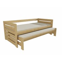 Detská posteľ s výsuvnou prístelkou z MASÍVU 200x80cm so zásuvkou - DPV011