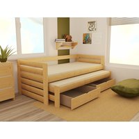 Detská posteľ s výsuvnou prístelkou z MASÍVU 200x90cm so zásuvkou - DPV011