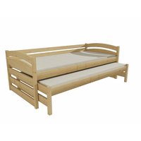 Detská posteľ s výsuvnou prístelkou z MASÍVU 200x90cm so zásuvkou - DPV012