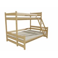 Detská poschodová posteľ s rozšíreným spodným lôžkom z MASÍVU 200x90cm bez šuplíku - PPS004
