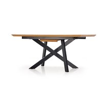Jedálenský stôl CAPTAIN - 160 (200) x90x76 cm - rozkladacia - dub zlatý + čierna