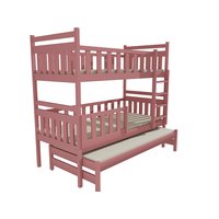 Detská poschodová posteľ s prístelkou z MASÍVU 180x80cm bez šuplíku - PPV008